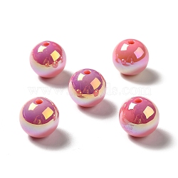 UV Plating Rainbow Iridescent Acrylic Beads, Round, PeachPuff, 15~15.5x15.5~16mm, Hole: 2.7mm(PACR-D070-01K)