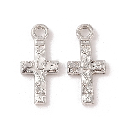 CCB Plastic Pendants, Cross, Platinum, 22x10x2.5mm, Hole: 2.3mm(CCB-N006-06P)