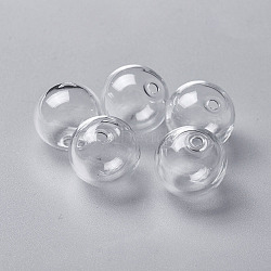 Handmade Blown Glass Globe Ball Bottles, One Hole, for Glass Vial Pendants, Round, Clear, 16mm(X-BLOW-16-1)
