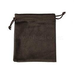 Velvet Jewelry Drawstring Storage Pouches, Rectangle, Coconut Brown, 13.7x11.6x0.4cm(ABAG-P013-02C-02)