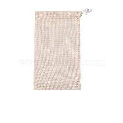 Rectangle Cotton Storage Pouches, Drawstring Bags with Plastic Cord Ends, Antique White, 41x28cm(HOUS-PW0002-01K)