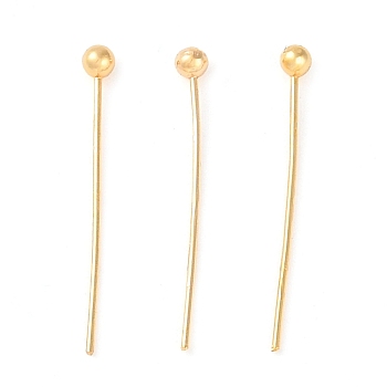 Brass Ball Head Pins, for Jewelry Making, Real 18K Gold Plated, 18x0.3mm, Head: 1.8mm