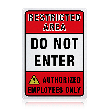 UV Protected & Waterproof Aluminum Warning Signs, Do Not Enter Authorized Employees Only Sign, Do Not Enter Authorized Employees Only Sign, Red, 350x250x1mm, Hole: 4mm