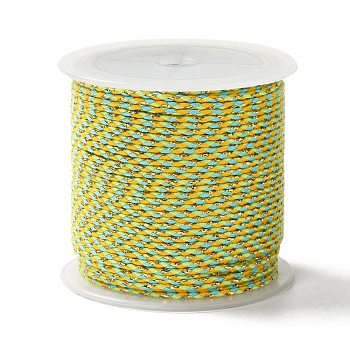 4-Ply Polycotton Cord, Handmade Macrame Cotton Rope, with Gold Wire, for String Wall Hangings Plant Hanger, DIY Craft String Knitting, Yellow Green, 1.5mm, about 21.8 yards(20m)/roll
