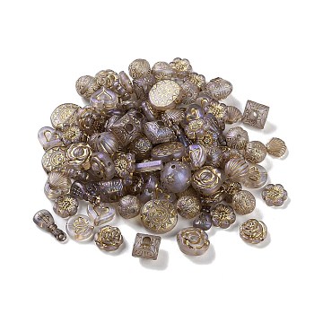 Transparent Acrylic Beads, Metal Enlaced, Mixed Shapes, Rosy Brown, 7.5~22.5x7.5~21x5.5~13mm, Hole: 1.2~5.5mm, about 485pcs/500g