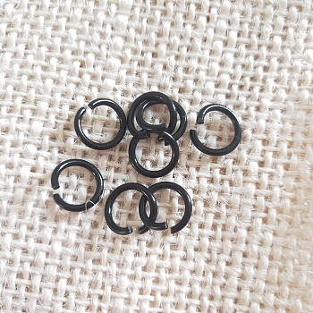 Baking Painted Iron Open Jump Rings, Round Ring, Black, 10x1.4mm