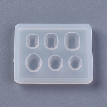Silicone Molds, Resin Casting Molds, For UV Resin, Epoxy Resin Jewelry Making, Octagon, Oval, White, 50x40x5mm, Inner Size: 7~9x9~12mm