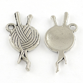 Tibetan Style Clew Alloy Pendants, Lead Free & Cadmium Free, Antique Silver, 25.5x11x1.5mm, Hole: 1.5mm, about 1098pcs/1000g