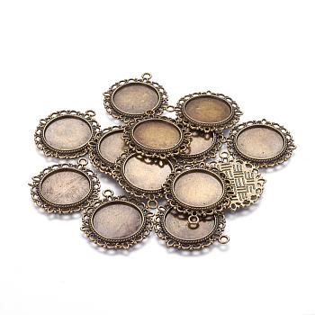 Zinc Alloy Pendant Settings for Cabochon & Rhinestone, DIY Findings for Jewelry Making, Flat Round, Cadmium Free & Nickel Free & Lead Free, Antique Bronze, 33.5x30x1.4mm, Hole: 2mm
