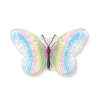 Printed Acrylic Big Pendants, Butterfly Charm, Colorful, 30x50x2mm, Hole: 1.6mm
