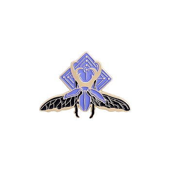 Glow in the Dark Luminous Moth Enamel Pin, Golden Alloy Badge for Backpack Clothes, Slate Blue, 20.3x30.5mm