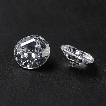 Cubic Zirconia Cabochons, Grade A, Faceted, Diamond, Clear, 7x4mm