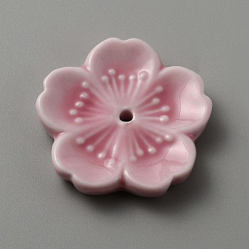 Ceramic Incense Burners, Sakura Flower Incense Holders, Home Office Teahouse Zen Buddhist Supplies, Pink, 45x47x8mm, Hole: 3.3mm