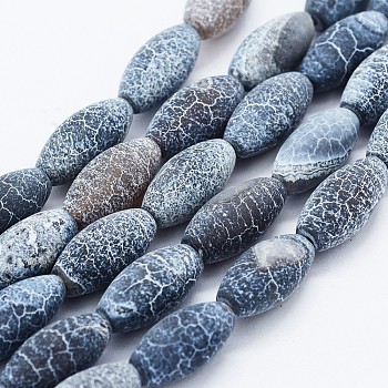 Natural Weathered Agate Beads Strands, Dyed, Rice, 15.5~16x7~8mm, Hole: 0.8mm, about 25pcs/strand, 15.5 inch