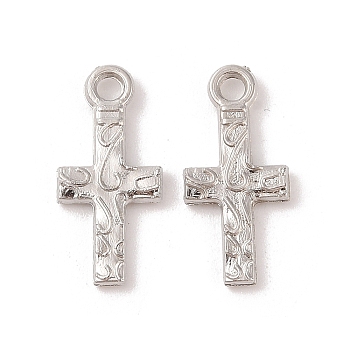 CCB Plastic Pendants, Cross, Platinum, 22x10x2.5mm, Hole: 2.3mm