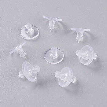 Plastic Ear Nuts, Bullet Clutch Earring Backs with Pad, for Droopy Ears, Clear, 10x6mm, Hole: 0.7mm