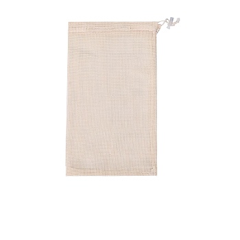 Rectangle Cotton Storage Pouches, Drawstring Bags with Plastic Cord Ends, Antique White, 41x28cm