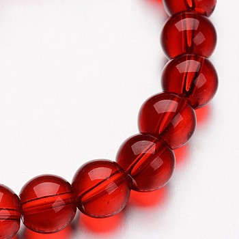 Chapelets de perles rondes en verre, rouge, 4mm, Trou: 1mm, Environ 75~80 pcs/chapelet, 11 pouce