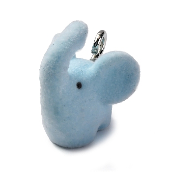 Flocky Animal Resin Pendants, with Platinum Iron Loop, Elephant, 19.5x22.5x16mm, Hole: 2.5mm