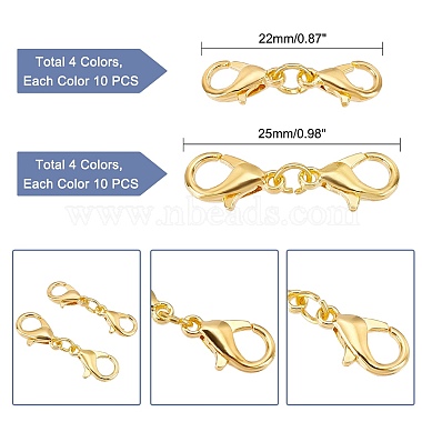 PandaHall Elite 160Pcs 2 Style Zinc Alloy/Stainless Steel Lobster Claw Clasps(FIND-PH0004-16)-6