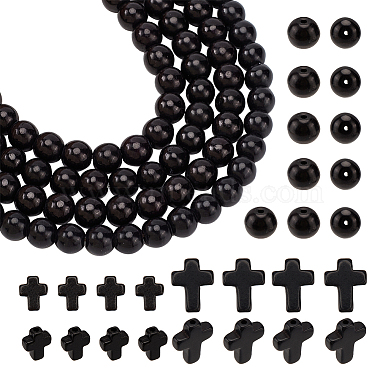 Black Mixed Shapes Synthetic Turquoise Beads