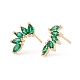 Green Clear Cubic Zirconia Leaf Stud Earrings(X-KK-E005-22G)-1