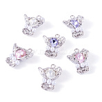 6Pcs 3 Colors Rack Plating Alloy Rhinestone Pendants, with ABS Pearl Beads, Flower, Mixed Color, 25x19.5x9.5mm, Hole: 2mm, 2pcs/color(FIND-TA0005-40)