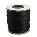 Nylon Satin Rattail Cords, Beading Threads for Bracelet Jewelry Making Chinese Knot Macrame Craft, Black, 1mm, about 100yards/roll(300 feet/roll)(NWIR-I002-02)