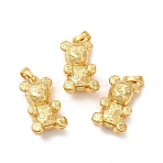 Rack Plating Brass Pendants, Bear with Star Charms, Lead Free & Cadmium Free, Real 18K Gold Plated, 26.5x14.5x9mm, Hole: 6x4mm(KK-A177-03G)