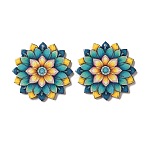 Printed Acrylic Pendants, Flower Charms, Gray, 38x38x2.5mm, Hole: 1.6mm(AC-CBA6AAB-01A)