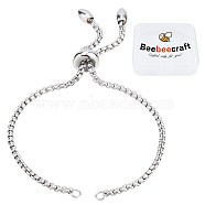 Beebeecraft 10Pcs Adjustable 304 Stainless Steel Slider Bracelets Making, Bolo Bracelets, Stainless Steel Color, Single Chain Length: about 11cm(KK-BBC0001-03)