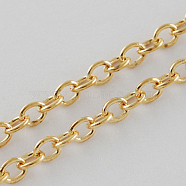 Iron Cable Chains, Unwelded, with Spool, Oval, Light Gold Plated, 4x3x0.7mm, about 328.08 Feet(100m)/roll(CH-S097)