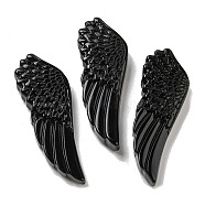 Natural Obsidian Pendants, Carved Wing Charms, 56~59x19~22x7~10.5mm, Hole: 1.3mm(G-M417-05D)