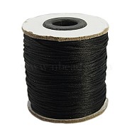 Nylon Thread, Rattail Satin Cord, Nylon Jewelry Cord for Braided Jewelry Making, Round, Black, 1mm, about 100yards/roll(300 feet/roll)(NWIR-I002-02)