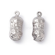 304 Stainless Steel Pendants, Peanut, Stainless Steel Color, 19x7.5x7mm, Hole: 1mm(STAS-C057-06P)
