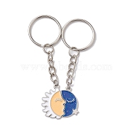 Alloy Enamel Keychain, Star, Moon, 7.6~7.9cm, 2pc/set(KEYC-JKC00752-01)