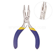 Carbon Steel Round Nose Pliers, Wire Cutter, Hand Tools, Ferronickel, Midnight Blue, Stainless Steel Color, 8.2x4.4x0.8cm(PT-BC0002-03)