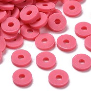 Handmade Polymer Clay Beads, for DIY Jewelry Crafts Supplies, Disc/Flat Round, Heishi Beads, Pale Violet Red, 6x1mm, Hole: 2mm, about 1175pcs/50g(X-CLAY-Q251-6.0mm-93)