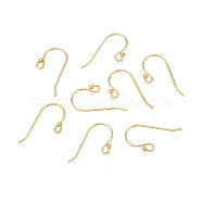 925 Sterling Silver Earring Hooks, Ear Wire, Real 24K Gold Plated, 10mm, Hole: 1.6mm, Pin: 0.6mm(STER-N016-29G)