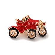 Christmas Theme Car Enamel Pins, Alloy Rhinestone Brooches for Backpack Clothes, Light Gold, 22x35x13mm(JEWB-M043-13KCG-03)