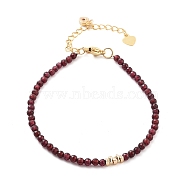 Mozambique Import Natural Garnet Round Beaded Bracelets for Women, 9-1/2 inch(240mm), 3mm(BJEW-B095-02)