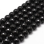 Natural Black Onyx Beads Strands, Grade A, Faceted, Round, 10mm, Hole: 1mm, about 37pcs/strand, 14.9 inch~15.1 inch(G-D840-22-10mm)