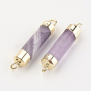 Natural Gemstone Links connectors, with Brass Findings, Column, 25~27x5~6mm, Hole: 2mm(G-F527-11C)