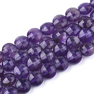 Natural Amethyst Beads Strands, Faceted, Flat Round, 5.5~6x4mm, Hole: 0.7mm, about 70pcs/strand, 14.9 inch(G-T108-05)