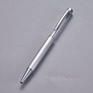 Creative Empty Tube Ballpoint Pens, with Black Ink Pen Refill Inside, for DIY Glitter Epoxy Resin Crystal Ballpoint Pen Herbarium Pen Making, Silver, Silver, 140x10mm(AJEW-L076-A38)