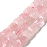 Natural Rose Quartz Beads Strands, Faceted, Square, 9~10.5x9~10.5x5~5.5mm, Hole: 1mm, about 39~42pcs/strand, 14.96~15.35 inch (38~39cm)(G-C109-A19-02)
