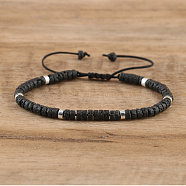 Natural Lava Rock Beaded Braided Bracelets, Adjustable Women's Bracelets, (QH4784-6)