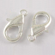Zinc Alloy Lobster Claw Clasps, Cadmium Free & Nickel Free & Lead Free, Silver Color Plated, 21x12mm, Hole: 2mm(PALLOY-R042-305-S-NF)