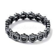 Non-Magnetic Synthetic Hematite Beaded Stretch Bracelets, Tile Bracelet, Flower, Inner Diameter: 2-1/4 inch(5.6cm), Bead: 13x12mm(BJEW-H589-02A)