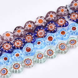 Handmade Millefiori Lampwork Beads Strands, Heart, Mixed Color, 10x10x4mm, Hole: 0.8mm, about 42pcs/strand, 15.1 inch(LAMP-S191-19A-M)